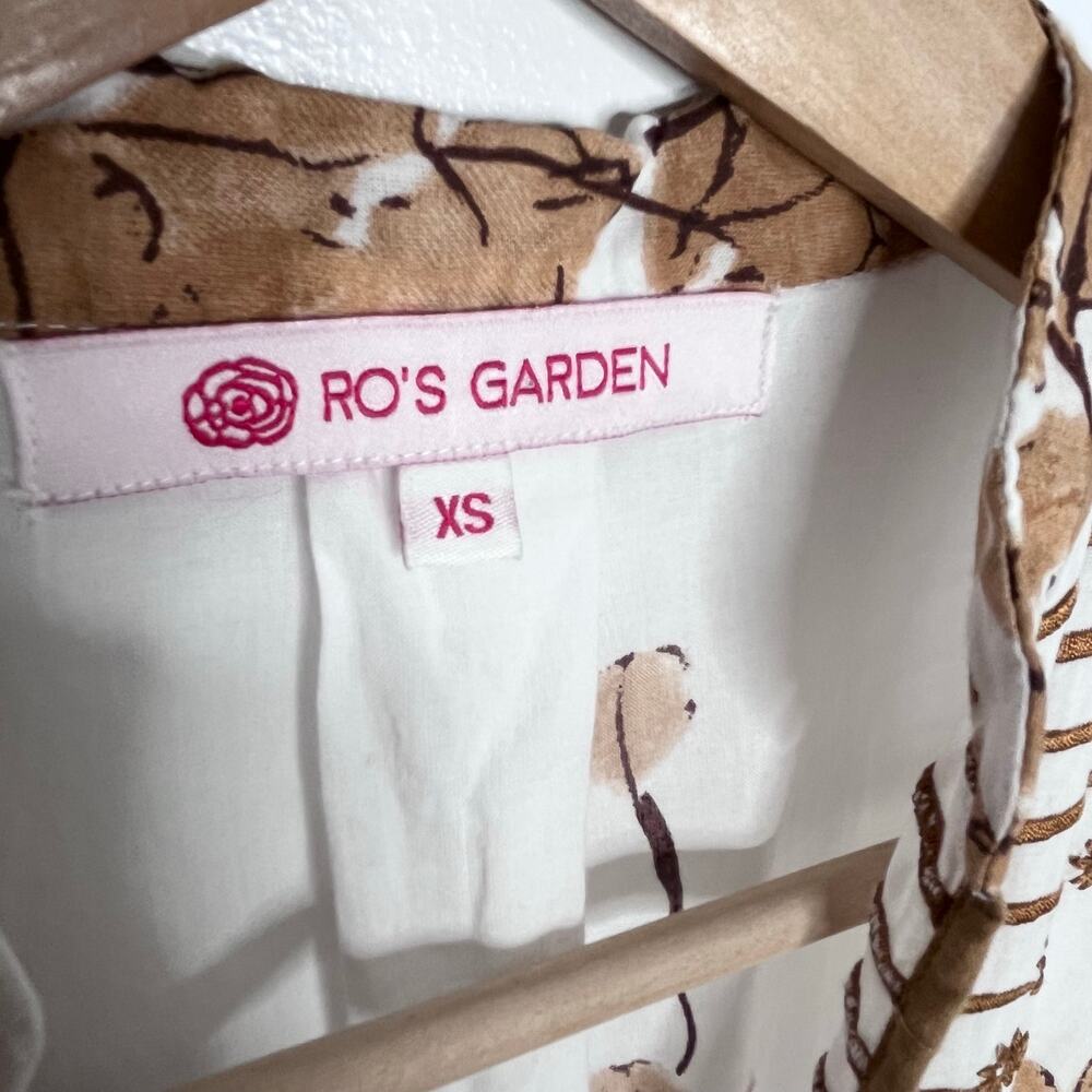 Tuckernuck Ro’s Garden Clorinda Kaftan Dress Leaf Sand Cotton XS Boho Midi - Picture 7 of 13